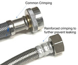 16 in Toilet Water Supply Connector Line Braided Stainless Steel Toilet Supply Line - 1/2" Female Iron Pipe Thread x 7/8 Female Ballcock Thread