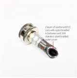 2-Pack Premium Stainless Steel Washing Machine Hoses - 6 FT No-Lead Burst Proof Red and Blue Lined Water Inlet Supply Lines - Universal 90 Degree Elbow Connection - 10 Year Warranty