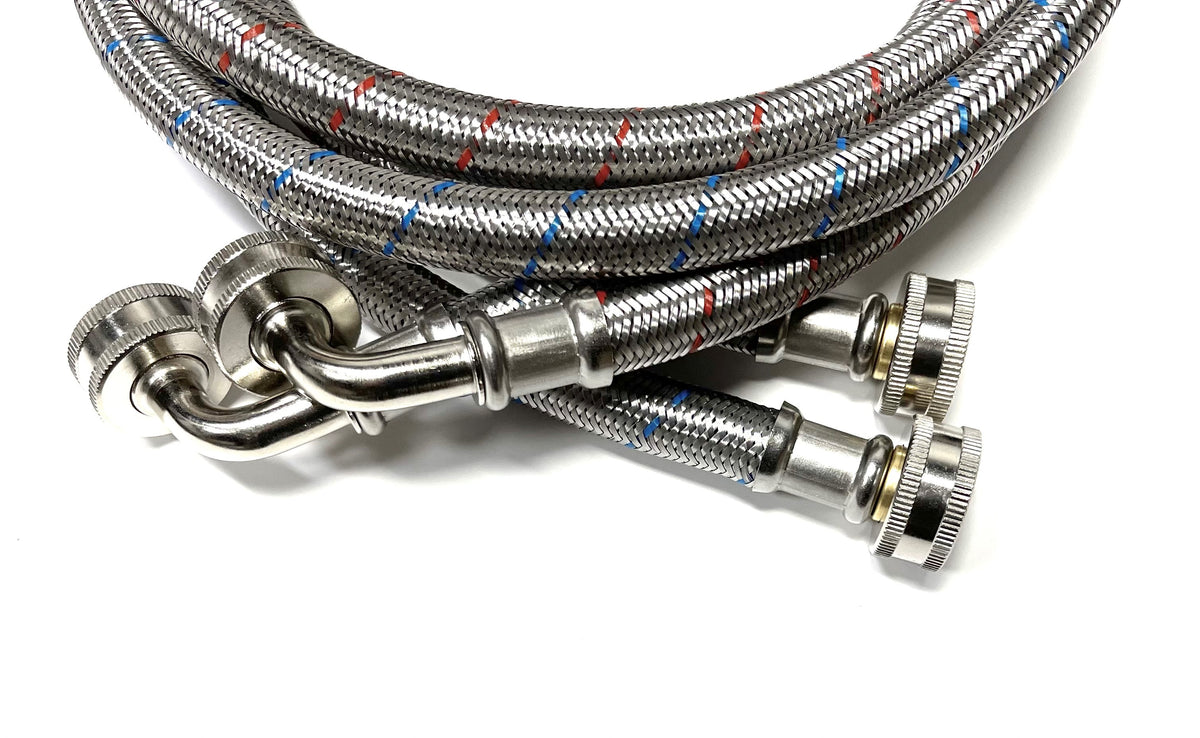 2Pack Commercial Grade Premium Stainless Steel Washer Hoses 1/2" ID