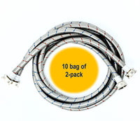 10 x 2-Pack Premium Stainless Steel Washing Machine Hoses - 6 FT No-Lead Burst Proof Red and Blue Lined  - Universal Connection - 10 Year Warranty