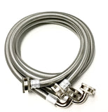 Case qty - 30 x 2pk Premium Stainless Steel Washing Machine Hoses - 4 FT No-Lead Burst Proof Inlet Supply Lines - 90 Degree Elbow Connection - 10 Year Warranty