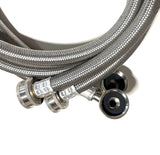 Case qty - 30 x 2pk Premium Stainless Steel Washing Machine Hoses - 4 FT No-Lead Burst Proof Inlet Supply Lines - 90 Degree Elbow Connection - 10 Year Warranty