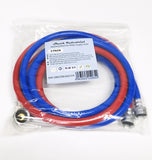 Case QTY - 18x 2pk PVC and Inside Nylon Braided Premium Washing Machine Hoses - 8 FT No-Lead Burst Proof Red and Blue Colored Water Inlet Supply Lines - 90 Degree Elbow Connection one end- 10 Year Warranty