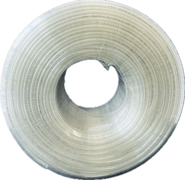 3/8” OD Poly Urethane Tubing x 1148ft. Air line or fuel line replacement. 0 – 125 PSI (clear)