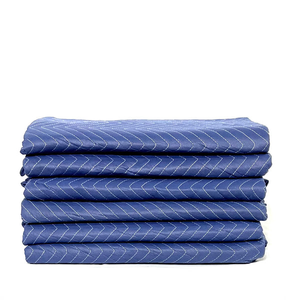 6 Premium Economy Moving Blankets - 80" Long x 72 Wide - 23lb/Dozen - Front Blue and Back Black