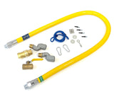 1" MIP x 1" MIP x 60" Commercial Gas Connector Kit with Quick Disconnect, Swivel Fittings & Restraining Cable