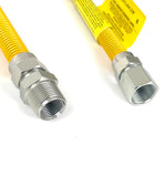 3/8” OD Stainless Steel Corrugated Gas Connector – Yellow Epoxy Coated Flexible Gas Supply Line with 1/2" MIP x 1/2" FIP Fittings for Appliances, Water Heaters, Boilers, Fryers & Stoves (6 lengths)