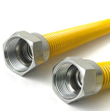 3/8” OD Stainless Steel Corrugated Gas Connector – Yellow Epoxy Coated Flexible Gas Supply Line with 1/2" MIP x 1/2" FIP Fittings for Appliances, Water Heaters, Boilers, Fryers & Stoves (6 lengths)