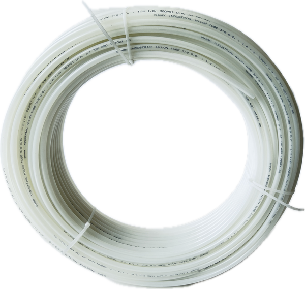 1/4” OD Nylon Tubing x 328 ft. Air line or fuel line replacement. 0 – 300 PSI (clear)