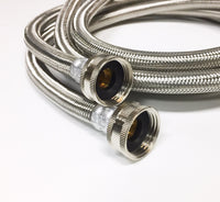 2-Pack Premium Stainless Steel Washing Machine Hoses - 4 FT No-Lead Burst Proof Inlet Supply Lines - 90 Degree Elbow Connection - 10 Year Warranty