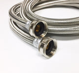 2-Pack Premium Stainless Steel Washing Machine Hoses - 4 FT No-Lead Burst Proof Inlet Supply Lines - 90 Degree Elbow Connection - 10 Year Warranty