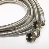 2-Pack Premium Stainless Steel Washing Machine Hoses - 6 FT No-Lead Burst Proof Inlet Supply Lines - 90 Degree Elbow Connection - 10 Year Warranty