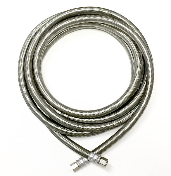 Shark Industrial 15 FT Stainless Steel Braided Ice Maker Hose with 1/4" Comp by 1/4" Comp Connection