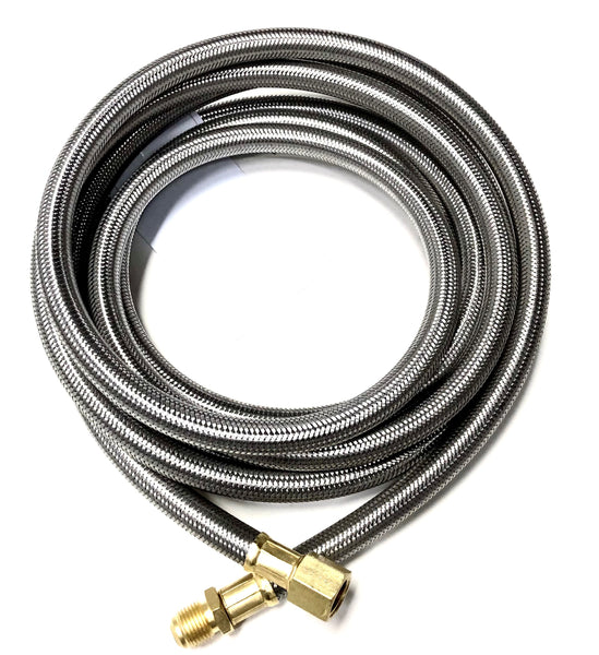 12FT Stainless Steel Braided Propane Hose Extension Assembly with 3/8" Female x 3/8" Male Flare for Gas Grill, RV Fire Pit