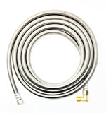 Shark Industrial Premium Stainless Steel Dishwasher Hose - 10 FT No-Lead Burst Proof Water Supply Line 3/8" comp x 3/8" comp with attached 90 degree 3/8" comp x 3/8" MIP elbow - 10 year warranty