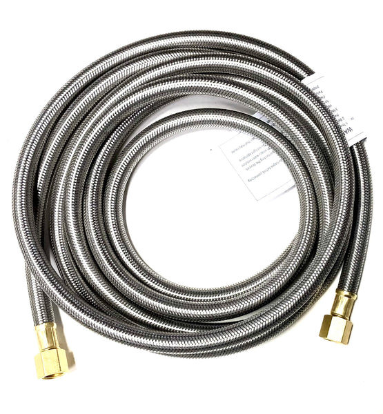 12FT Stainless Steel Braided Propane Hose Extension Assembly with 3/8" Female Flare fittings on both ends for Gas Grill, RV Fire Pit