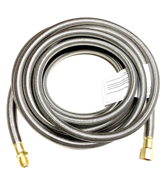 18FT Stainless Steel Braided Propane Hose Extension Assembly with 3/8" Female x 3/8" Male Flare for Gas Grill, RV Fire Pit