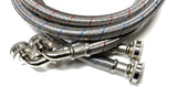 2-Pack Commercial Grade Premium Stainless Steel Washer Hoses 1/2" ID - 6 FT No-Lead Burst Proof Red and Blue Lined Water Inlet Supply Lines - Universal 90 Degree Elbow Connection - 10 Year Warranty