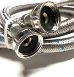 2-Pack Commercial Grade Premium Stainless Steel Washing Machine Hoses 1/2" ID - 8 FT No-Lead Burst Proof Red and Blue Lined Water Inlet Supply Lines - Universal Connection - 10 Year Warranty