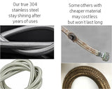 2-Pack Commercial Grade Premium Stainless Steel Washer Hoses 1/2" ID - 6 FT No-Lead Burst Proof Red and Blue Lined Water Inlet Supply Lines - Universal 90 Degree Elbow Connection - 10 Year Warranty